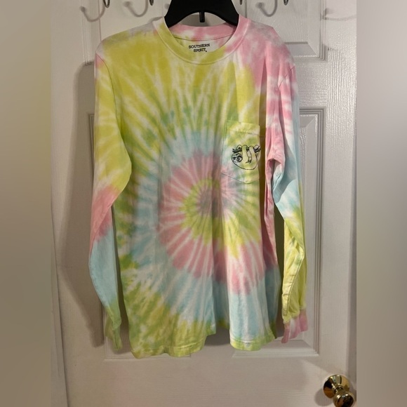 southern spirit Tops - southern spirit sloth tie dye women’s pocket t-shirt small my spirit animal